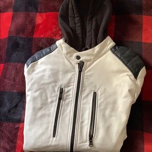 Express Leather hooded Biker Jacket size Small
